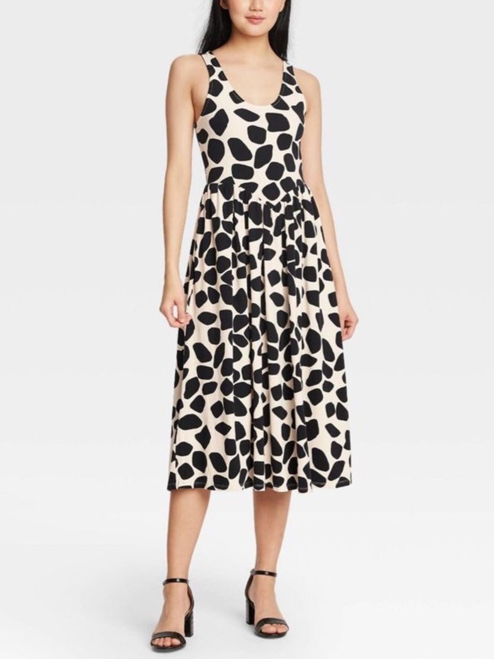 Who What Wear Polka Dot Basque Waist Sleeveless Dress With Pockets